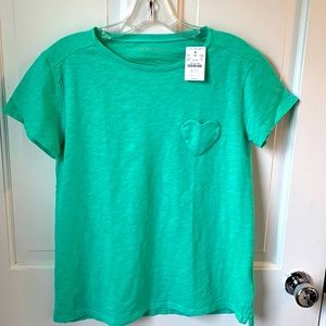 NWT Crewcuts green heart pocket tshirt, size 16